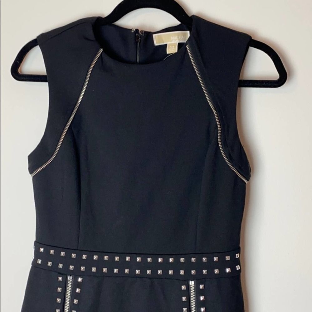 Michael Kors Studded Zipper-Trim Dress Black Small - Picture 4 of 10